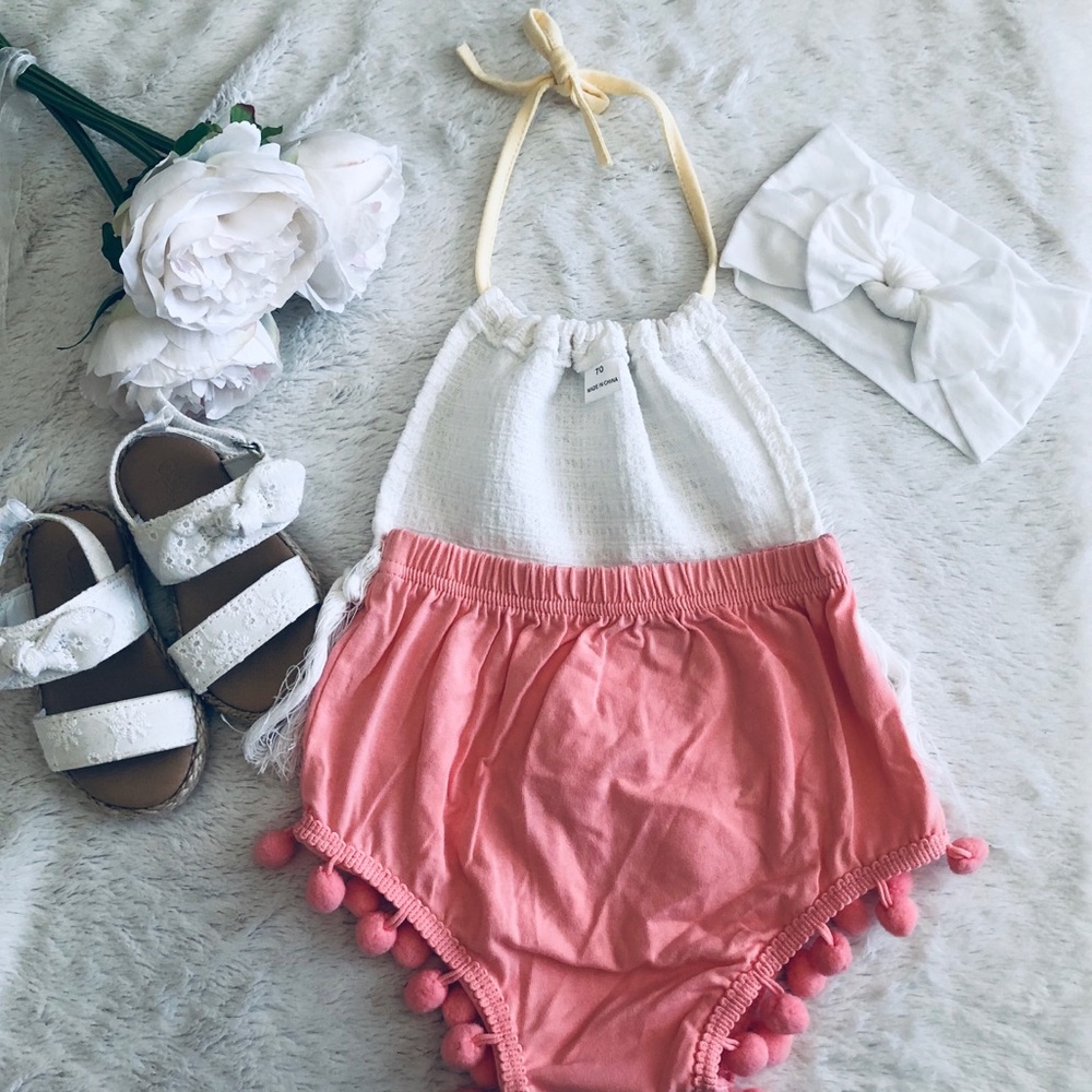 💗 Pom Pom Perfect Baby Romper - Picture 3 of 9